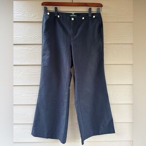 Lauren Ralph Lauren Black Cotton Stretch Wide Leg Pants Size 14